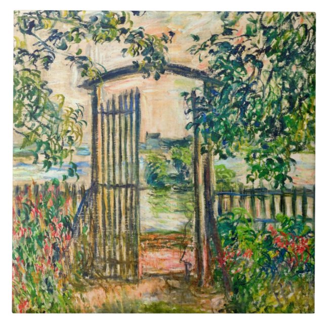 Garden Grind vid Vetheuil Claude Monet Art Kakelplatta (Framsidan)