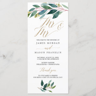 Garden Grönts Gay Bröllopsprogram - Mr & Mr. Program