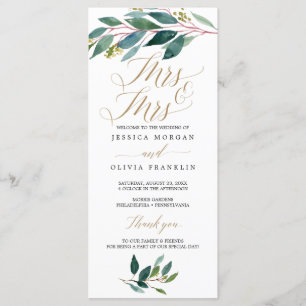 Garden Grönts Gay-Bröllopsprogrammet - Mrs & Mrs. Program