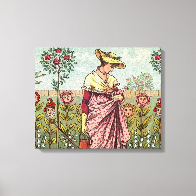 Garden Grow Flower Woman Art Antique Canvastryck (Framsida)