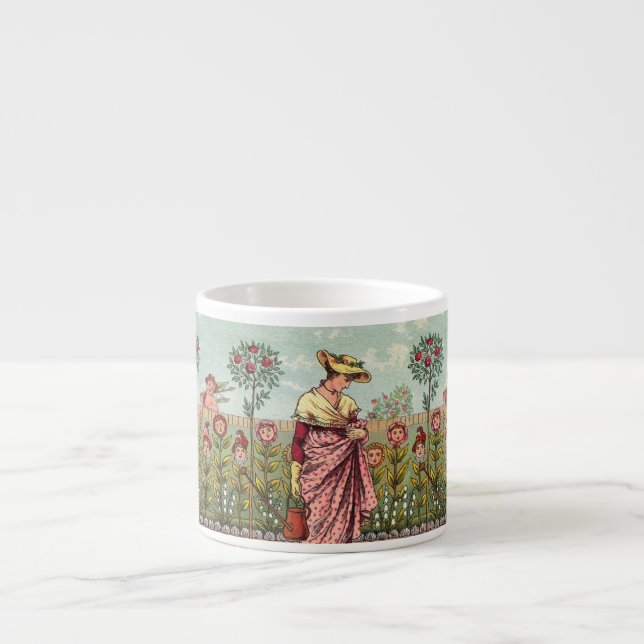 Garden Grow Flower Woman Art Antique Espressomugg (Framsidan)
