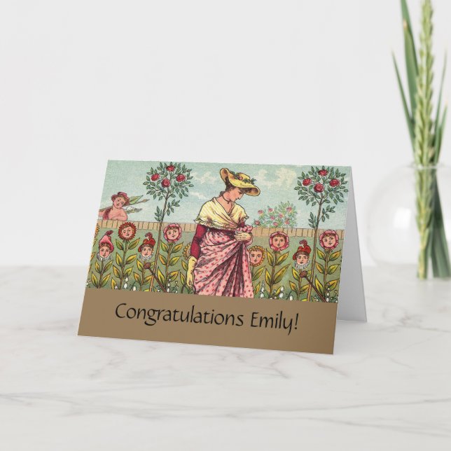 Garden Grow Flower Woman Art Antique Kort (Framsida)