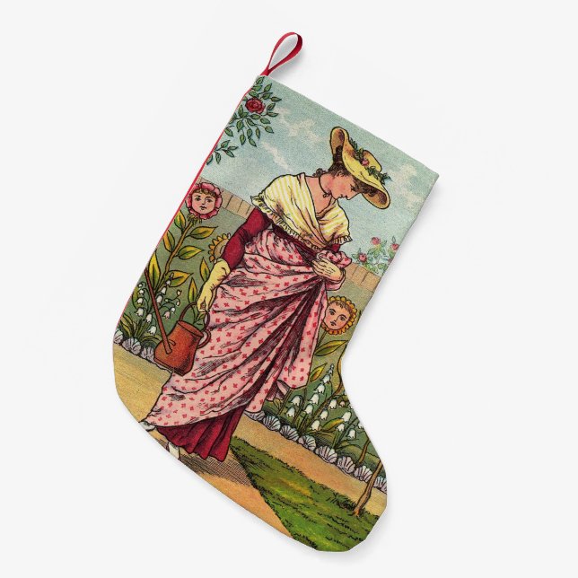 Garden Grow Flower Woman Art Antique Liten Julstrumpa (Framsidan (Hängande))