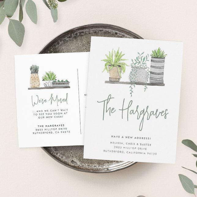 Garden Grown Modern Grönt Botanisk Flytta Meddelande Vykort (Skapare uppladdad)