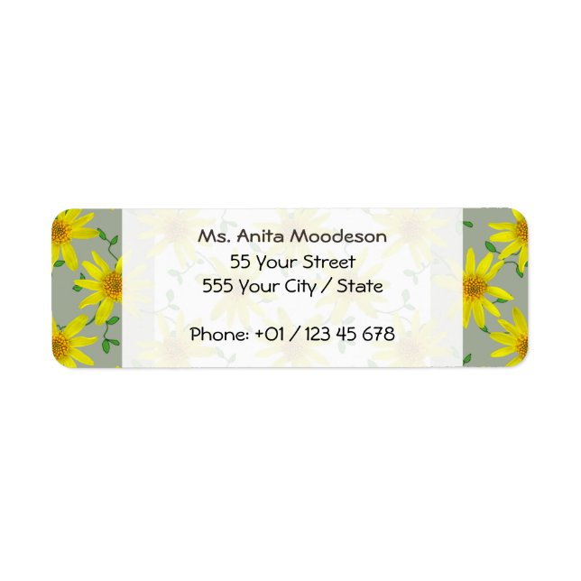 Garden Gult Arnica Wildblomma på alla Färg Returadress Etikett (Framsidan)