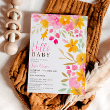 Garden gult rosa blommigt chic  hej babydusch för 