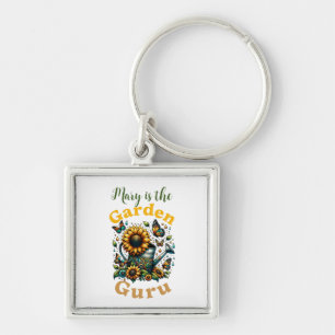 Garden Guru Keychain Fyrkantig Silverfärgad Nyckelring