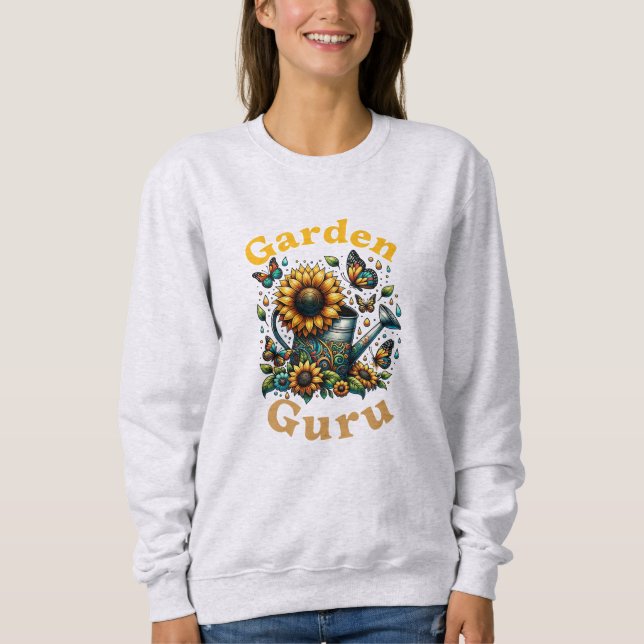 Garden Guru Watering Can Garden Ash Sweatshirt T Shirt (Framsida)