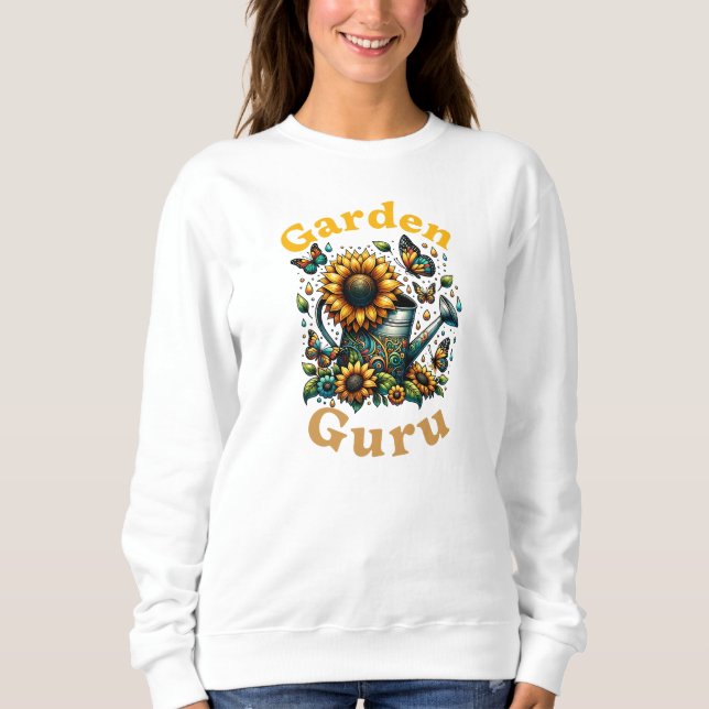 Garden Guru Watering Can Garden Sweatshirt T Shirt (Framsida)