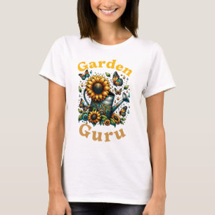 Garden Guru Watering Can och Sunblommor White T Shirt