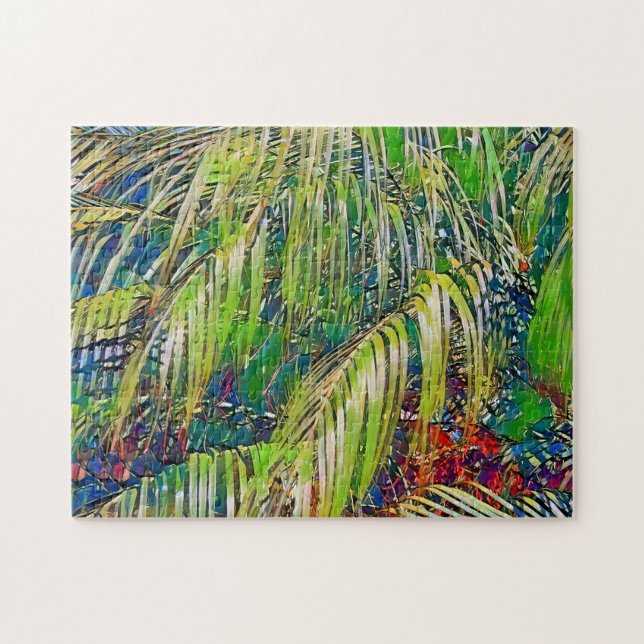 Garden Handflatan Träd Tropical Art Puzzle Pussel (Horisontell)