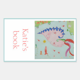 Garden Heart Bookplate Rektangulärt Klistermärke