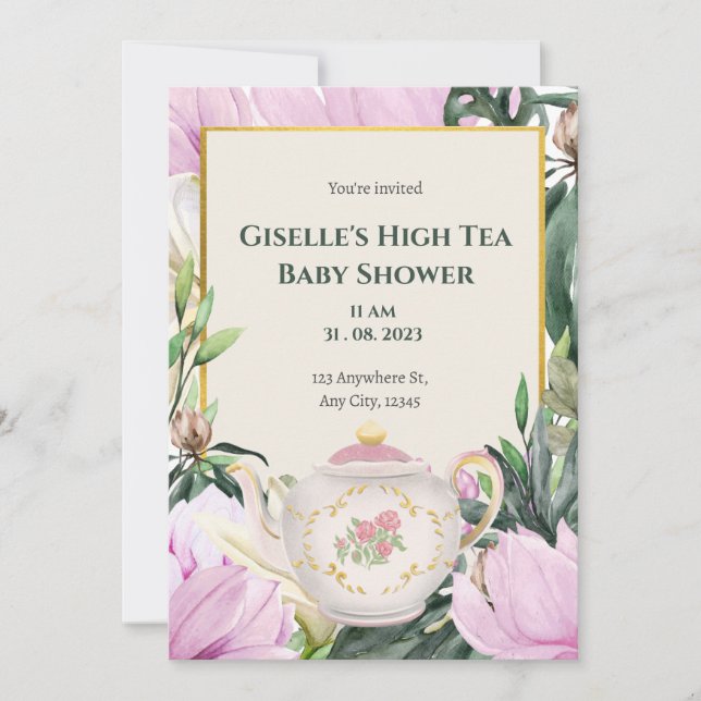 Garden High Tea Baby Shower-inbjudan Inbjudningar (Framsida)