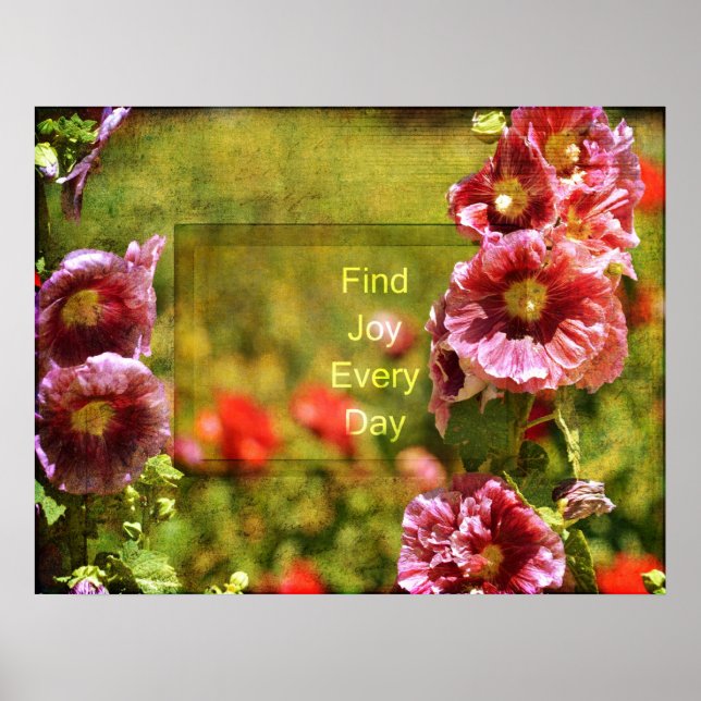 Garden Hollyhock Blommigt Joy Poster (Framsidan)