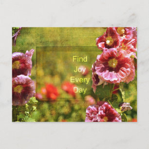 Garden Hollyhock Blommigt Joy Vykort