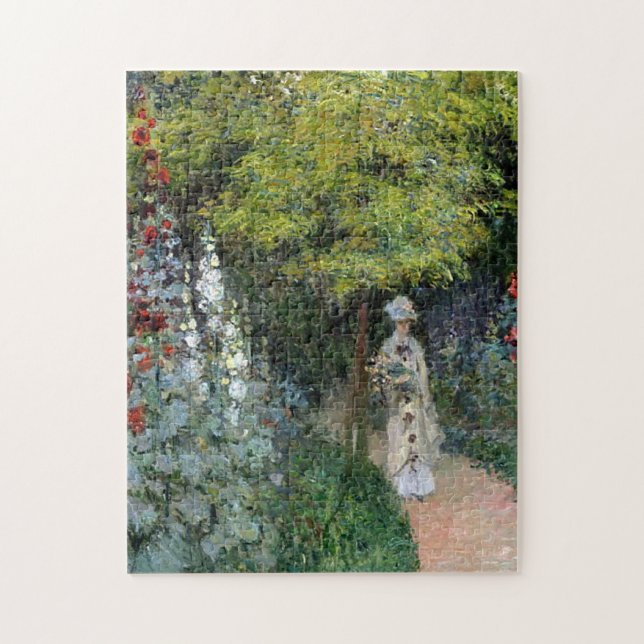 Garden, Hollyhocks Monet Fine Art Pussel (Vertikal)