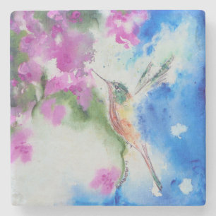 Garden Hummingbird Marble Stone Underlägg