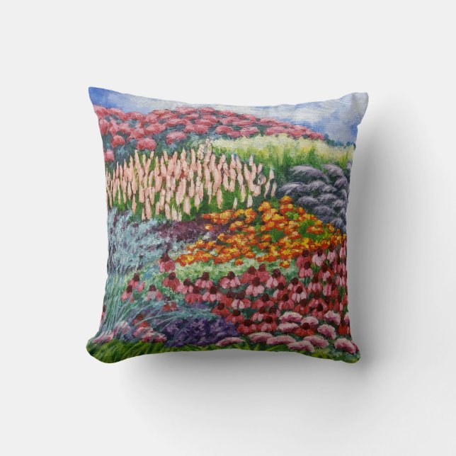 Garden i augusti Artwork/August blommor/Painting Kudde (Framsida)