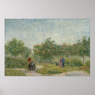 Garden i Montmartre med Älskare av Van Gogh Poster
