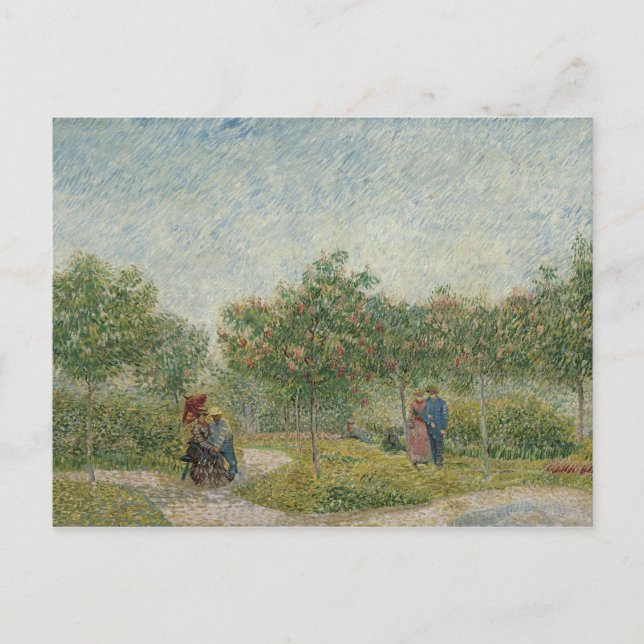 Garden i Montmartre med Älskare av Van Gogh Vykort (Framsida)