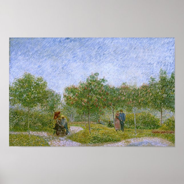 Garden i Montmartre med Älskare, Vincent van Gogh Poster (Framsidan)