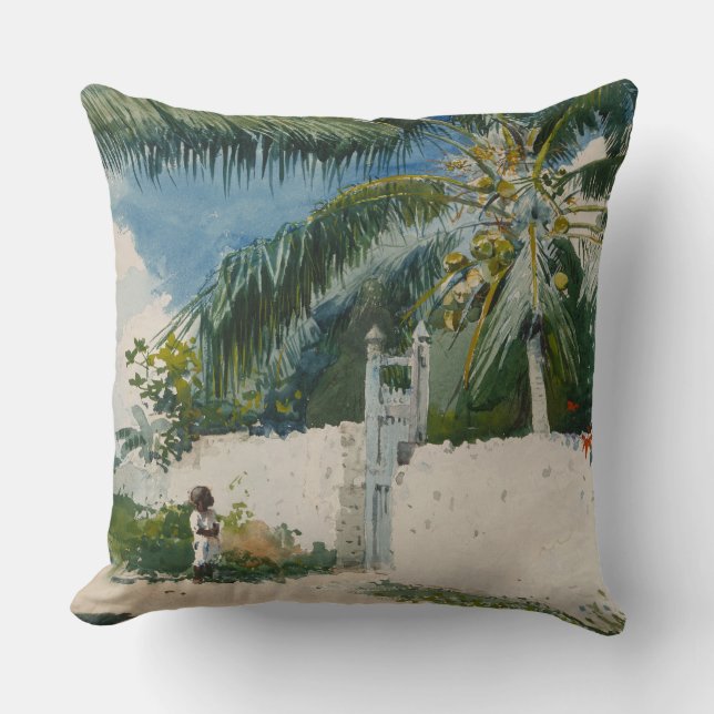 Garden i Nassau, Bahamas (Karibiska konsten) Kudde (Framsida)