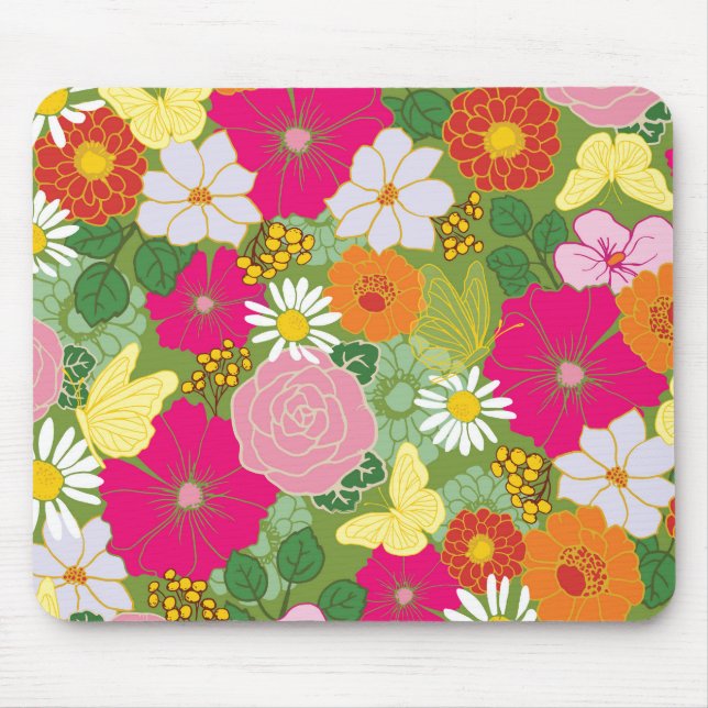 Garden in Bloom_Butterflies Mouse Pad Musmatta (Framsidan)