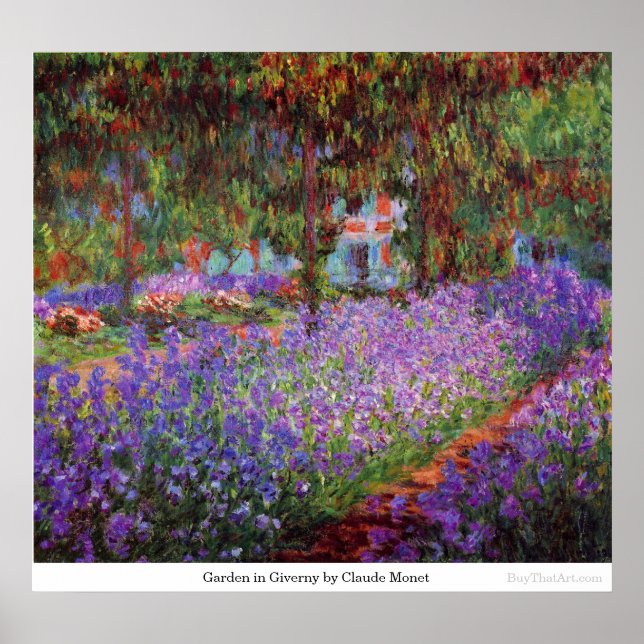 Garden in Giverny av Claude Monet Poster (Framsidan)