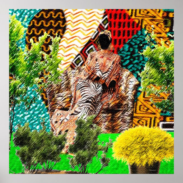 Garden innanför: Afrocentric Silhouette Poster (Framsidan)