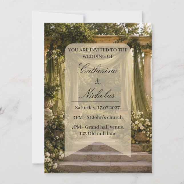 Garden inspired wedding invitation inbjudningar (Framsida)