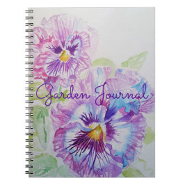 Garden Journal Pansy Blommigt Watercolor Notebook Anteckningsbok
