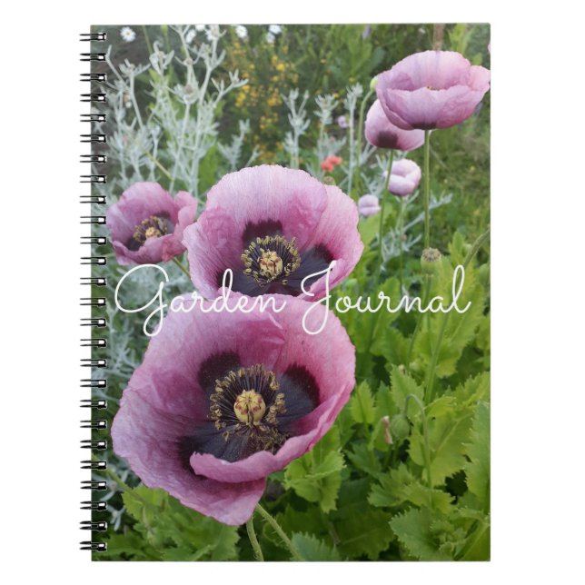 Garden Journal Poppy Blommigt Rosa Lila för  av bä Anteckningsbok (Framsidan)