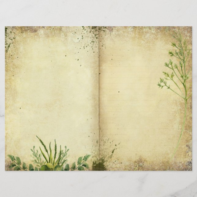 Garden Journal Vild Herb Greenery Scrapbook Papper (Framsida)