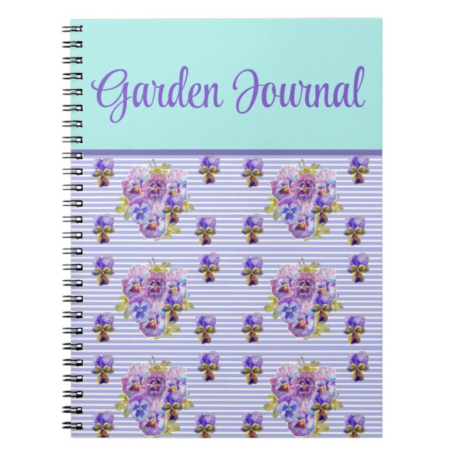 Garden Journal Viola Lila Lilac Blommigt Flower Anteckningsbok (Framsidan)