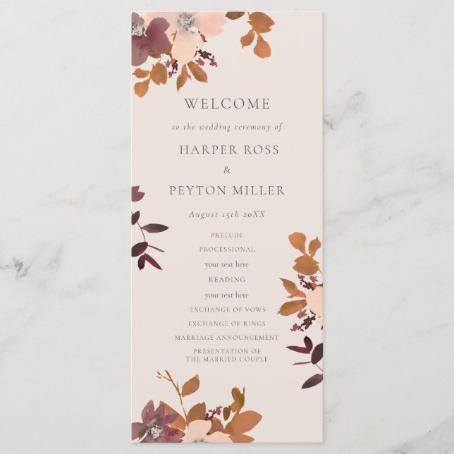 Garden Kärlek Bröllopsprogram Program (Framsida)