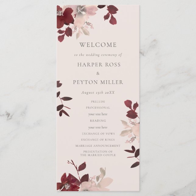 Garden Kärlek Bröllopsprogram Program (Framsida)