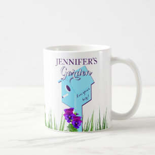 Garden "Kärlek växer här!" Birdhouse Pansies Kaffemugg