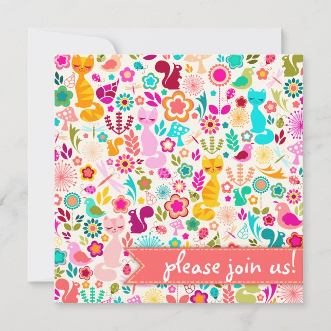 Garden Kattunge Inbjudningar (Framsida)