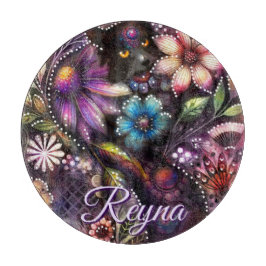 Garden Kitty Cat Floral Abstract Personalized