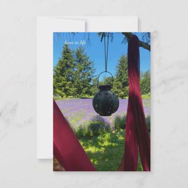 Garden Lantern & Lavender Fält Anteckningskort (Framsida)
