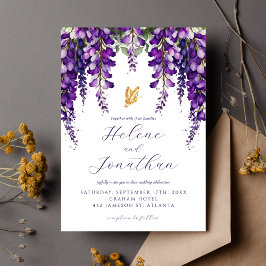 Garden Lavender Watercolor Blommigt Elegant bröllo Inbjudningar