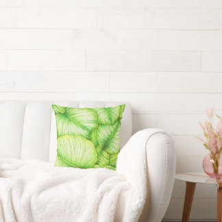 Garden Leaves Illustration Throw Pillow Kudde