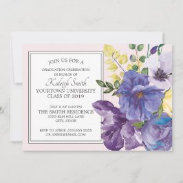 Garden Lila Gult Rosa Blommigt  Grad Party Inbjudningar