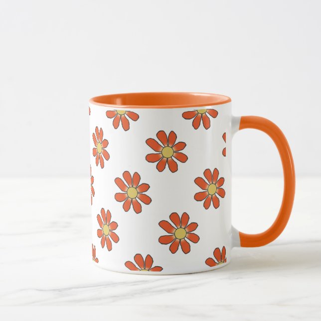 Garden Lovers Blommönster Orange Gult Mugg (Höger)