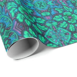 Garden Magic Flowers Bohemian Arabesque Mint Grönt Presentpapper