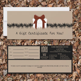Garden Maintenance Personal Note Gift Certificate