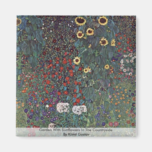 Garden med solblommor på landsbygden magnet (Framsidan)