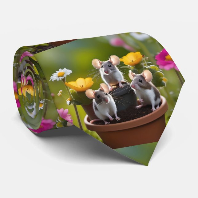 "Garden MisChief: Three Mce in Flower Pots" Slips (Rullad)