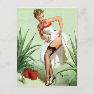 Garden Mishap Pin Up Vykort