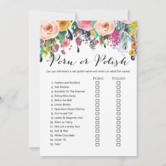 Garden Möhippa Game med svar på 5x7 storlekare Inbjudningar (Framsida)